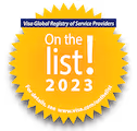 Visa Global Registry of Service Providers - On the List! 2023. For details, see www.visa.com/onthelist