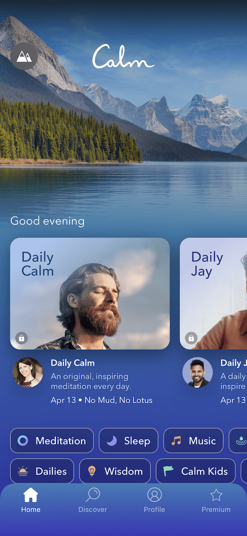 Screenshot of page from Calm app