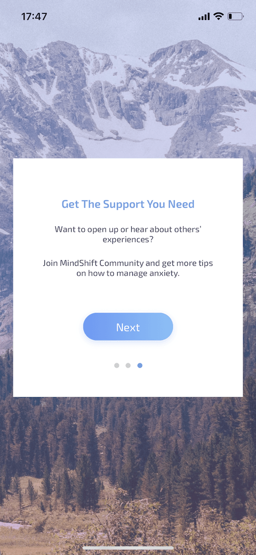 Screenshot from page of MindShift app