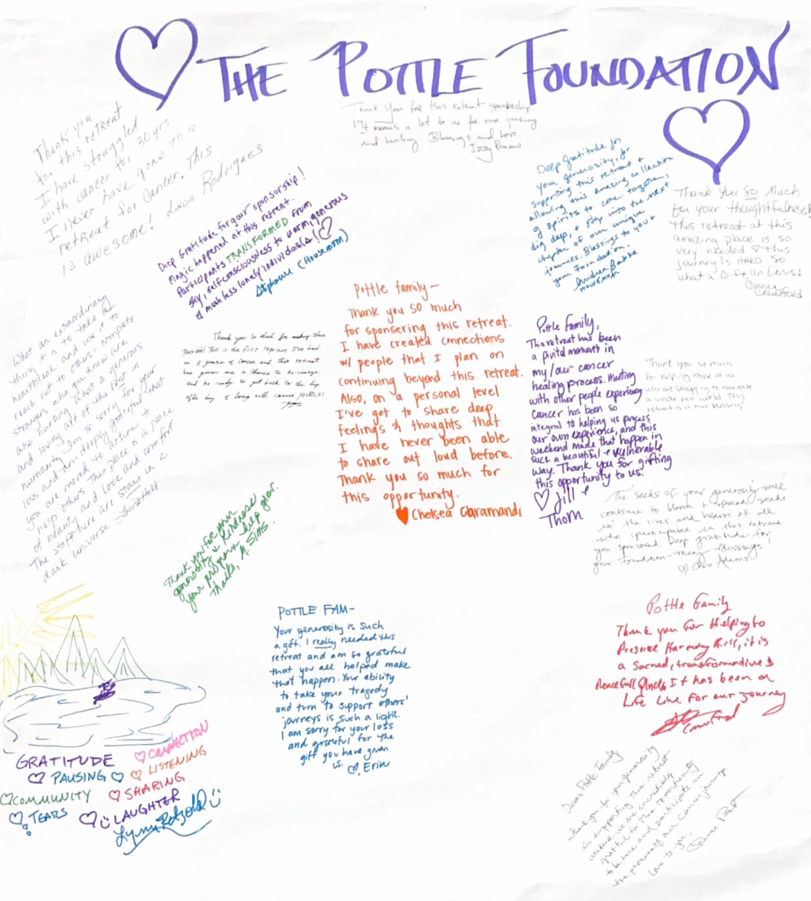 Thank you card from Harmony Hill Retreat participants