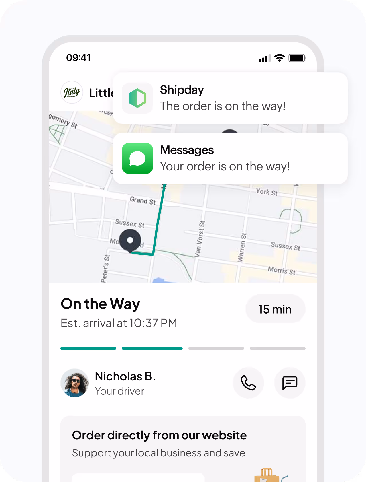 Shipday realtime client updates