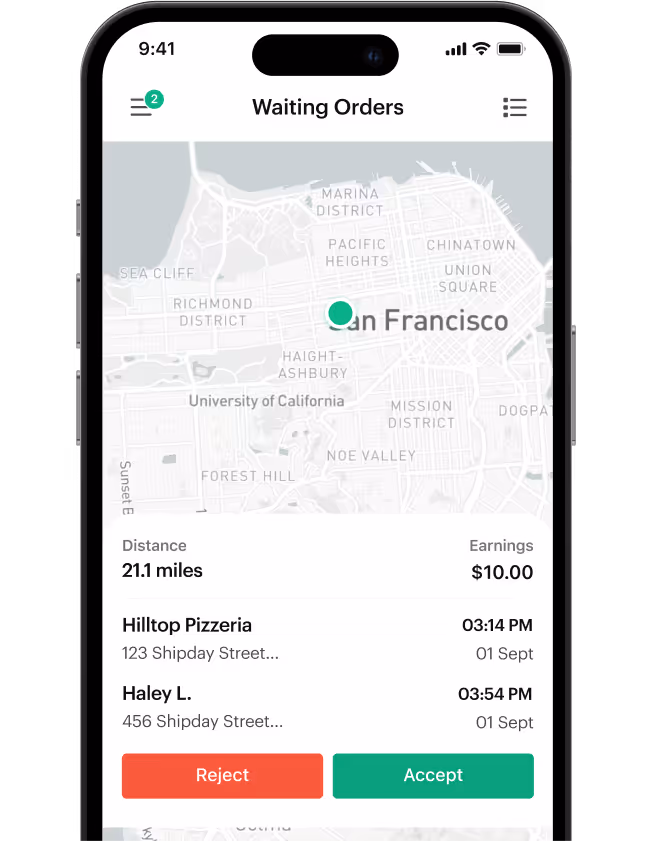 Shipday branded experience user interface 