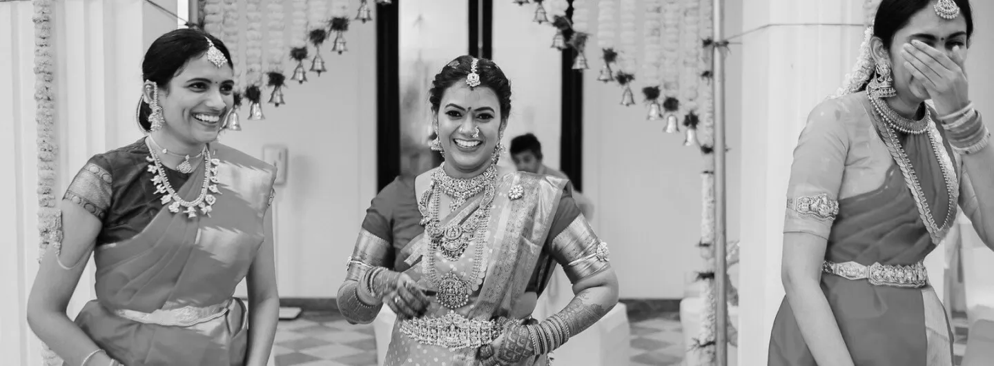 Indian bride with her bridesmaids