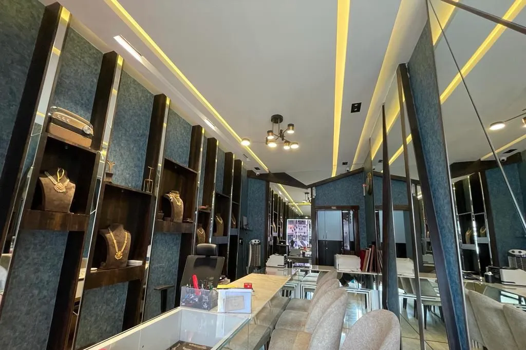 jewellery on display in a jewellery showroom in Chennai