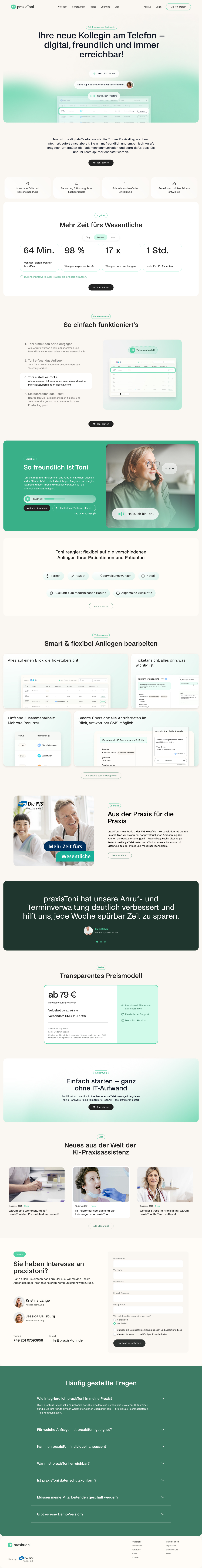 praxisToni Screenshot Landingpage
