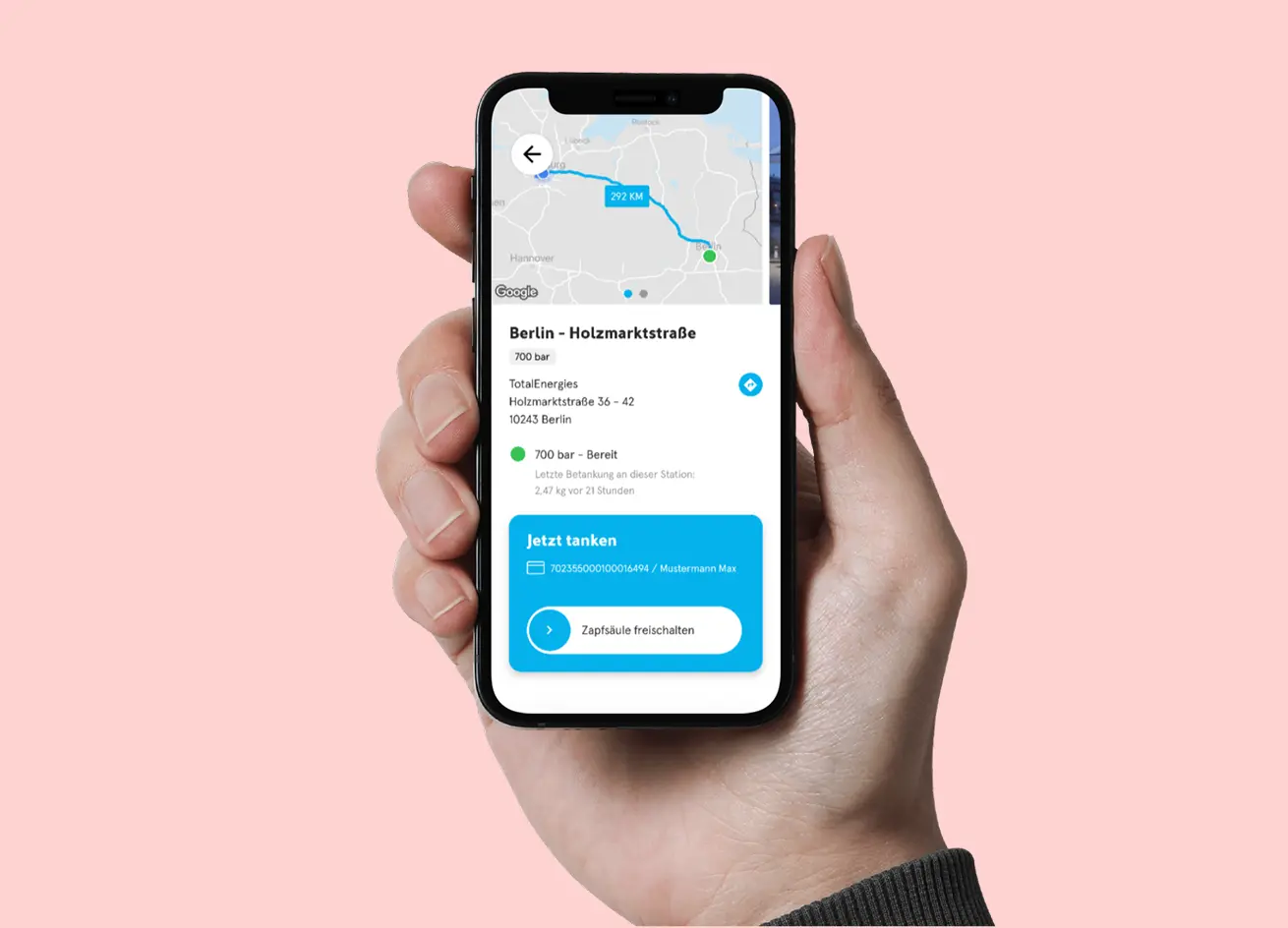 Realistischer Prototyp der H2.Live-App zum Anfassen und Testen