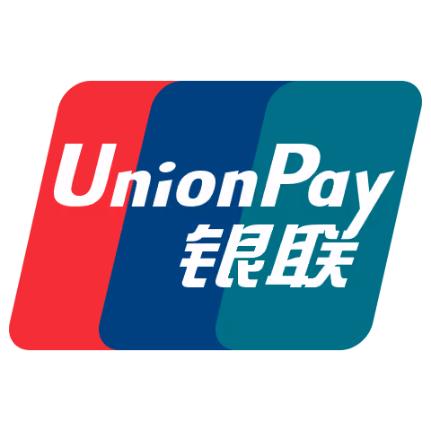 UnionPay logo with red, blue, and teal overlapping rounded rectangles and white text in English and Chinese.