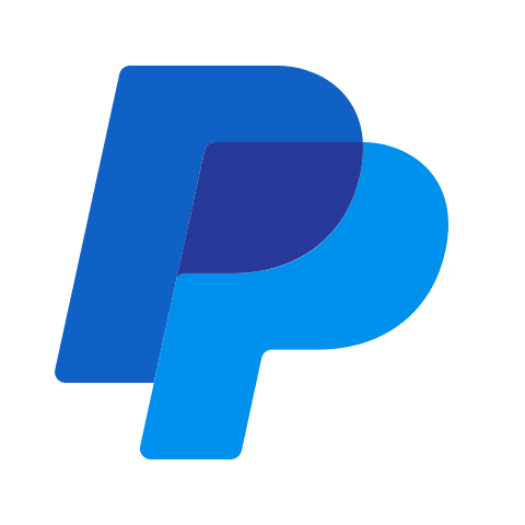 PayPal logo with overlapping dark and light blue stylized letter P.