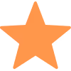 Orange five-pointed star icon on transparent background.