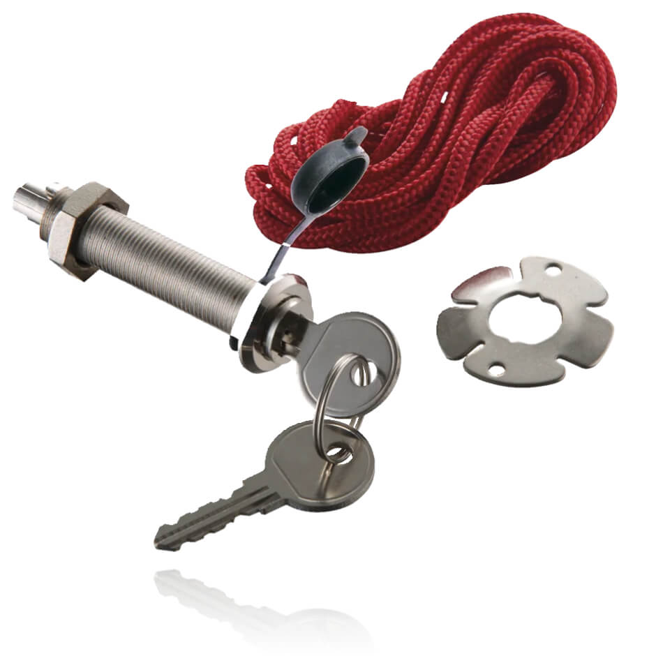 Nøåpner, sylinger, nøkler, tråd, skiver og skruer