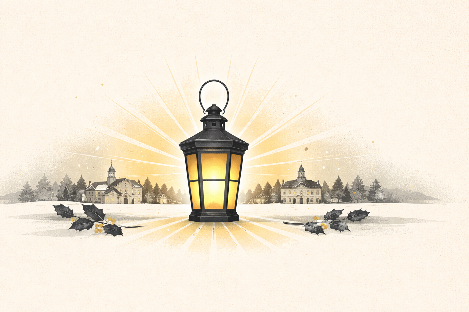 A lantern shining out across Williamsburg, Virginia.