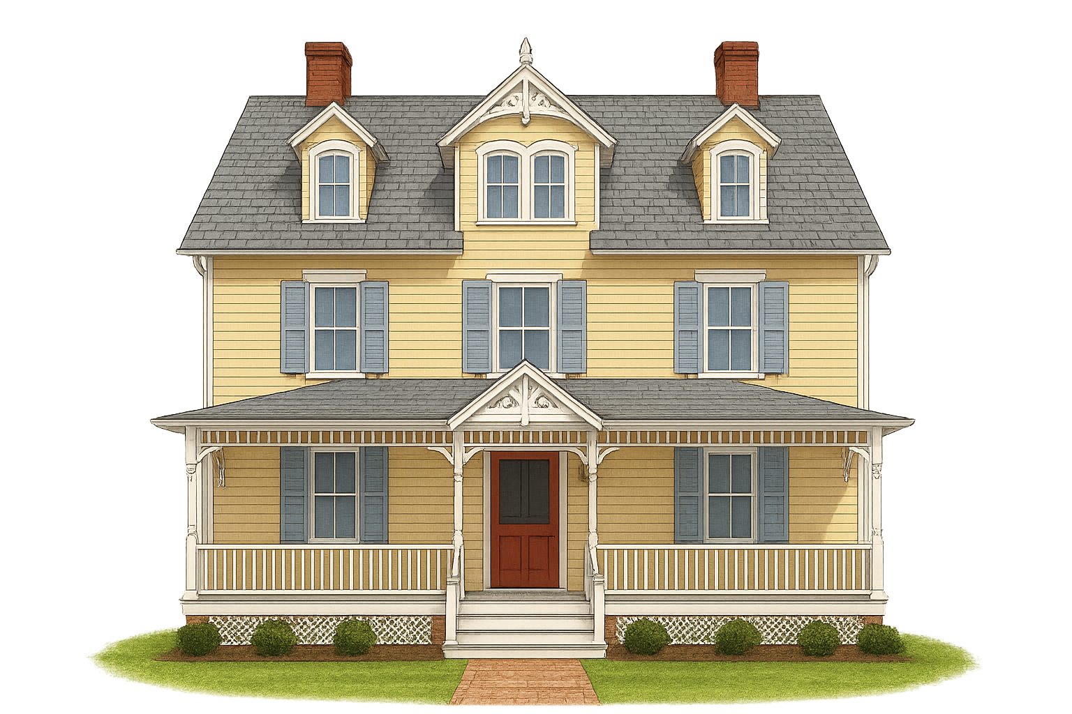 An illustration of Armistead House, an 1890's Victorian building.