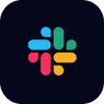 Slack app logo with multicolored hashtag symbol on a dark rounded square background.