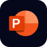 Microsoft PowerPoint app icon with a stylized letter P and a circular pie chart.