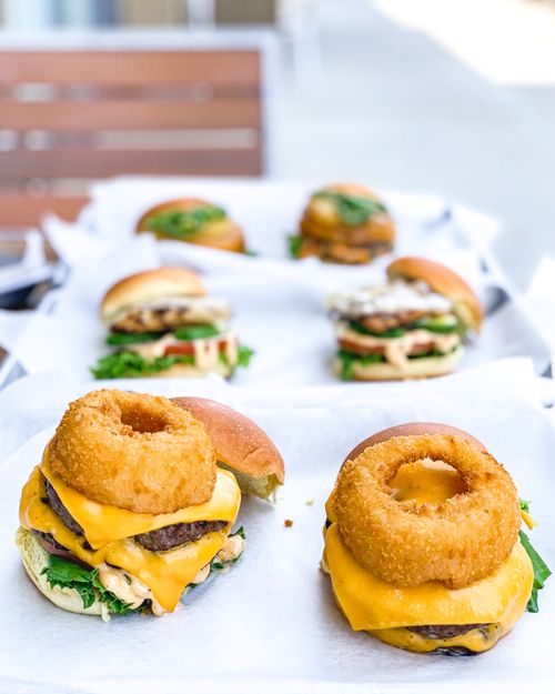 burger onion ring cheese angus beef