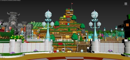 Mid Fidelity Screen capture of Super Nintendo World Model in 3ds Max