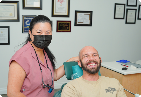 A man smiling after a procedure