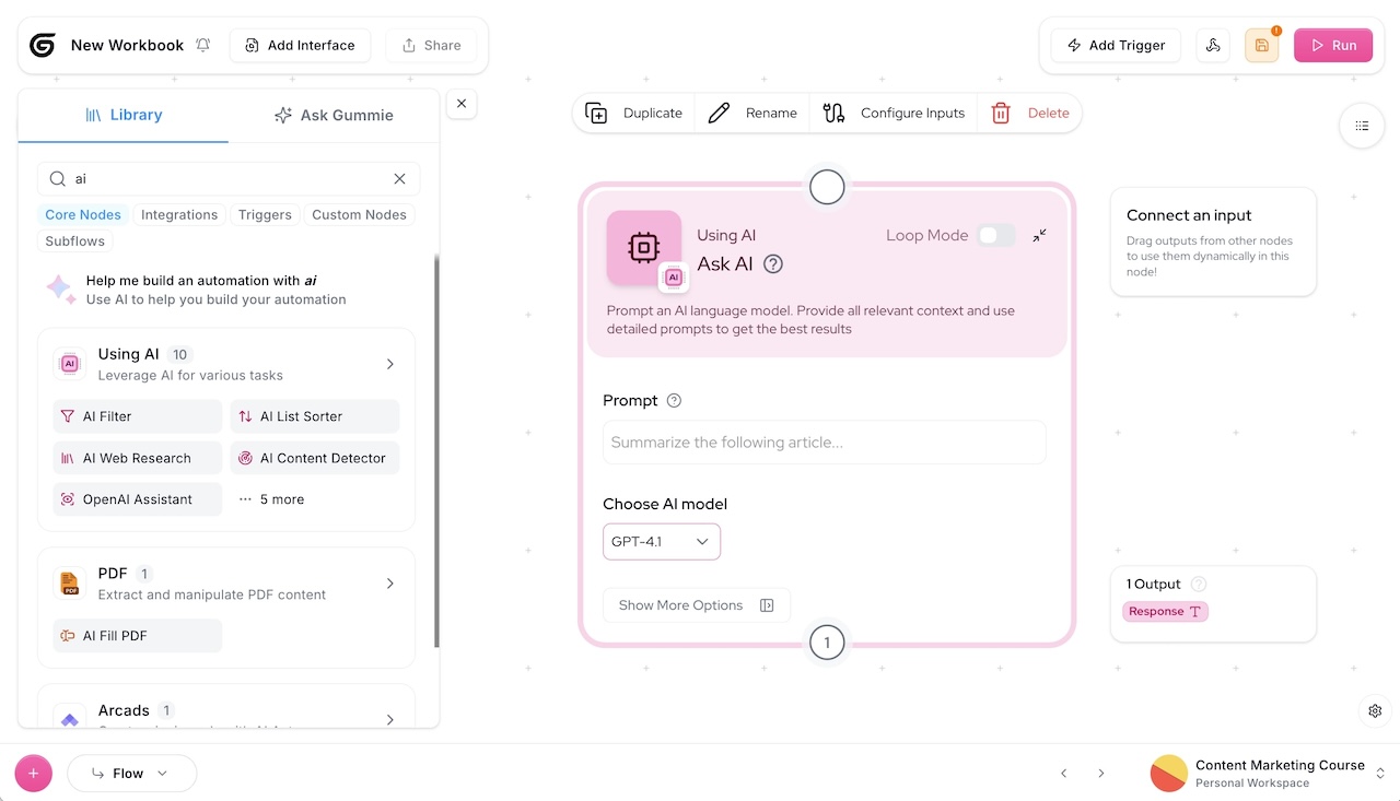 Ask AI node