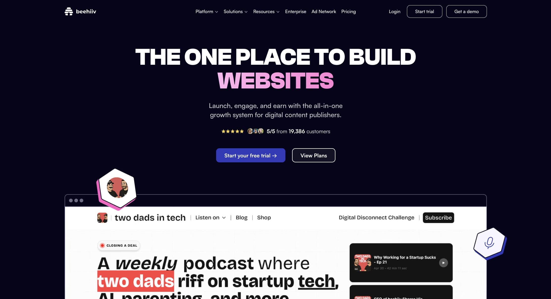 beehiiv homepage