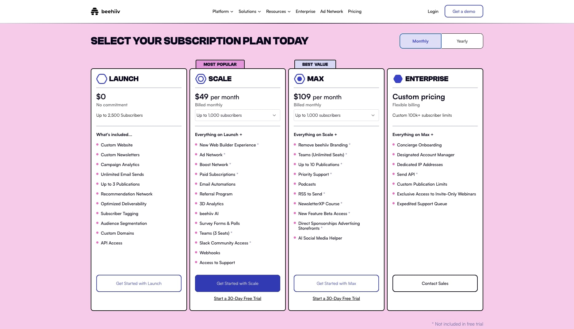 beehiiv pricing plans