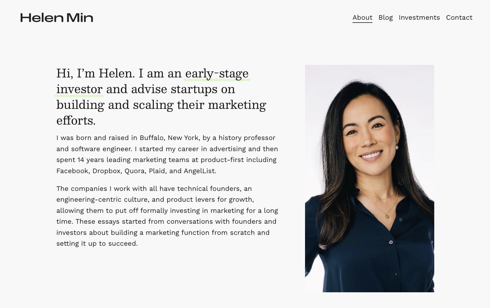 Helen Min's marketing website