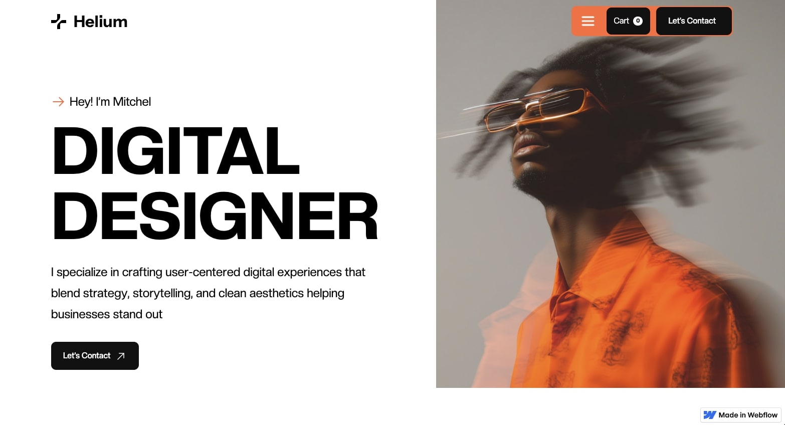 Helium Webflow portfolio template