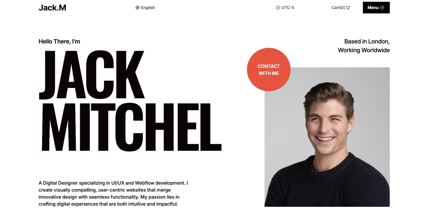 Jack.M Webflow marketing portfolio template