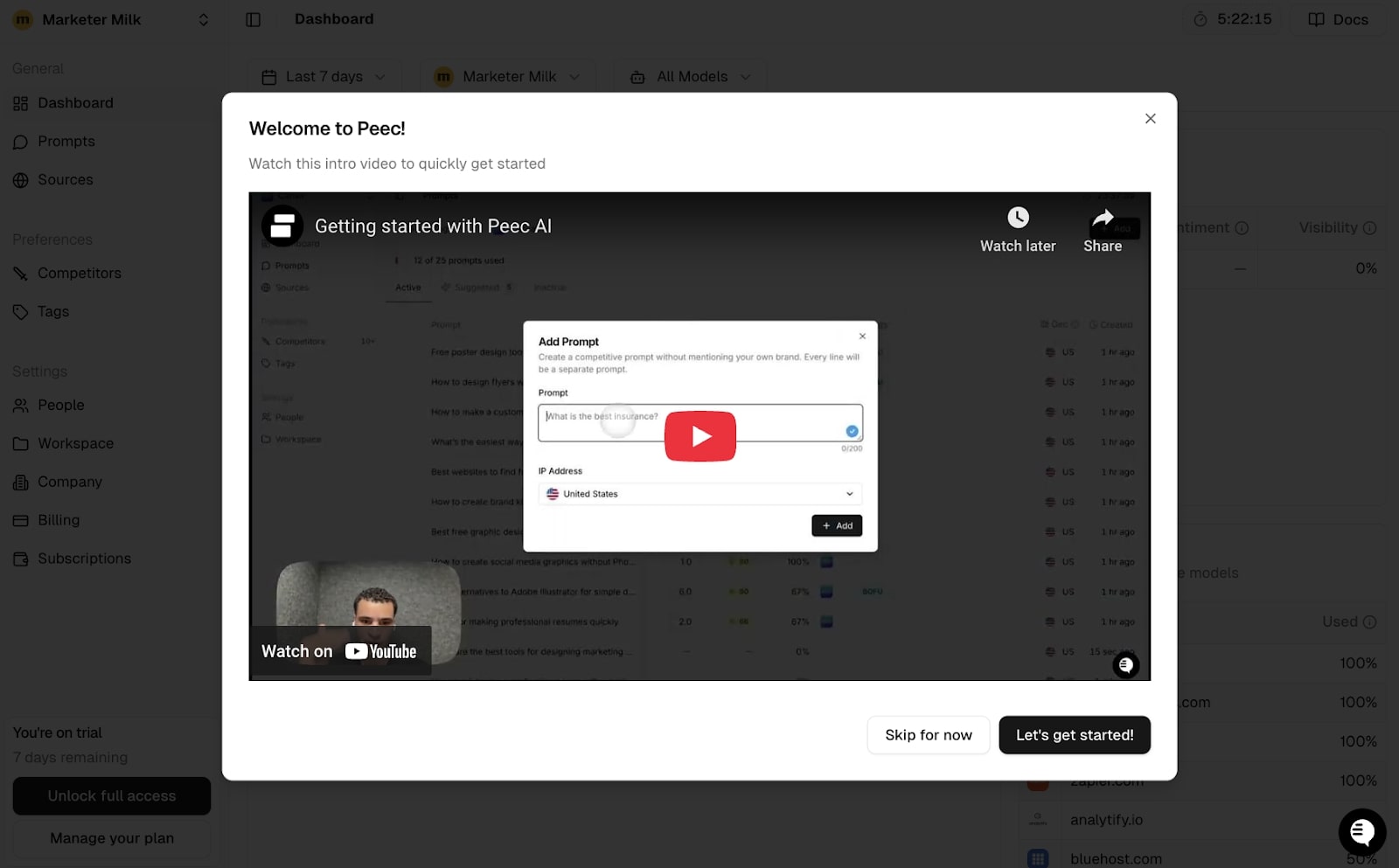 Peec AI onboarding