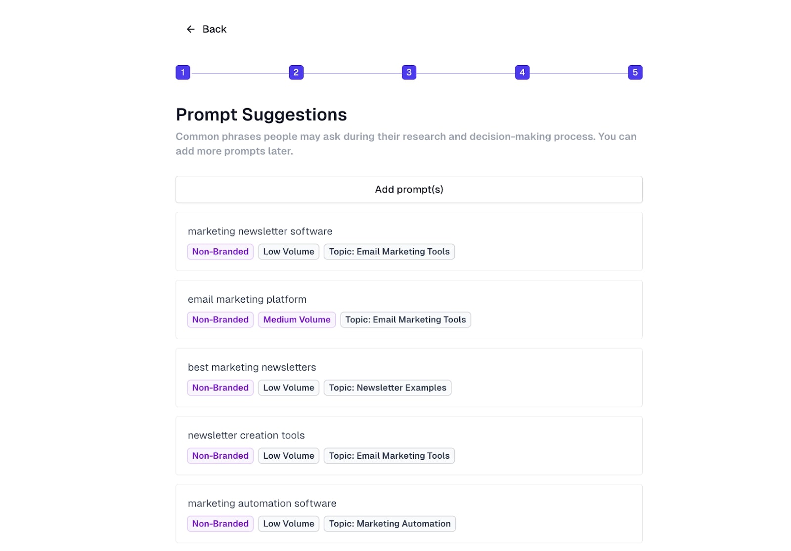 Prompt suggestions in AthenaHQ