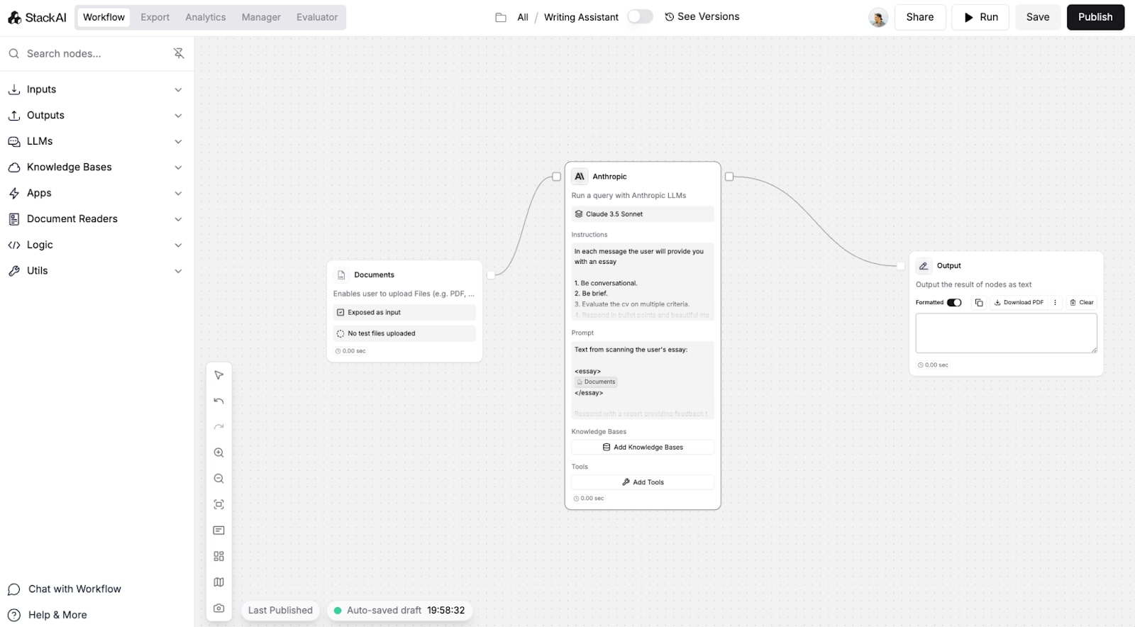 Workflow builder in Stack AI
