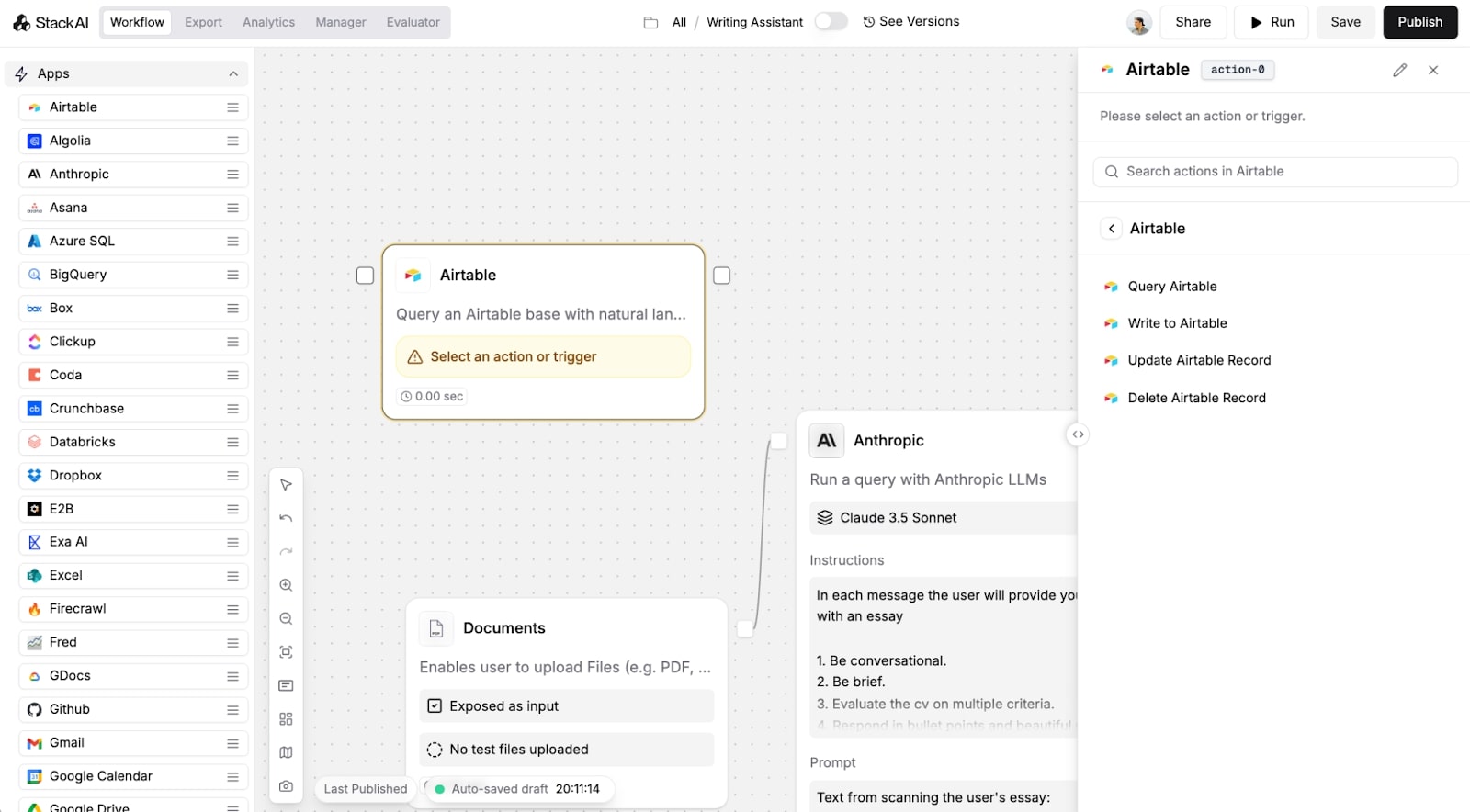Airtable integration with Stack AI