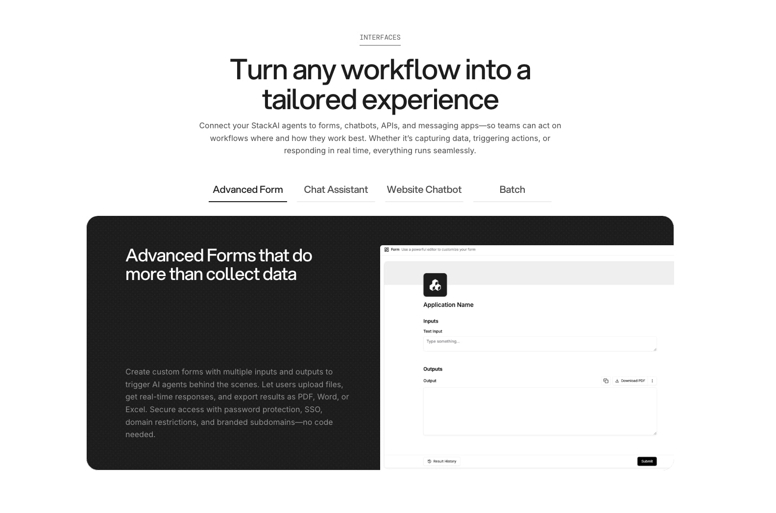 Stack AI interfaces