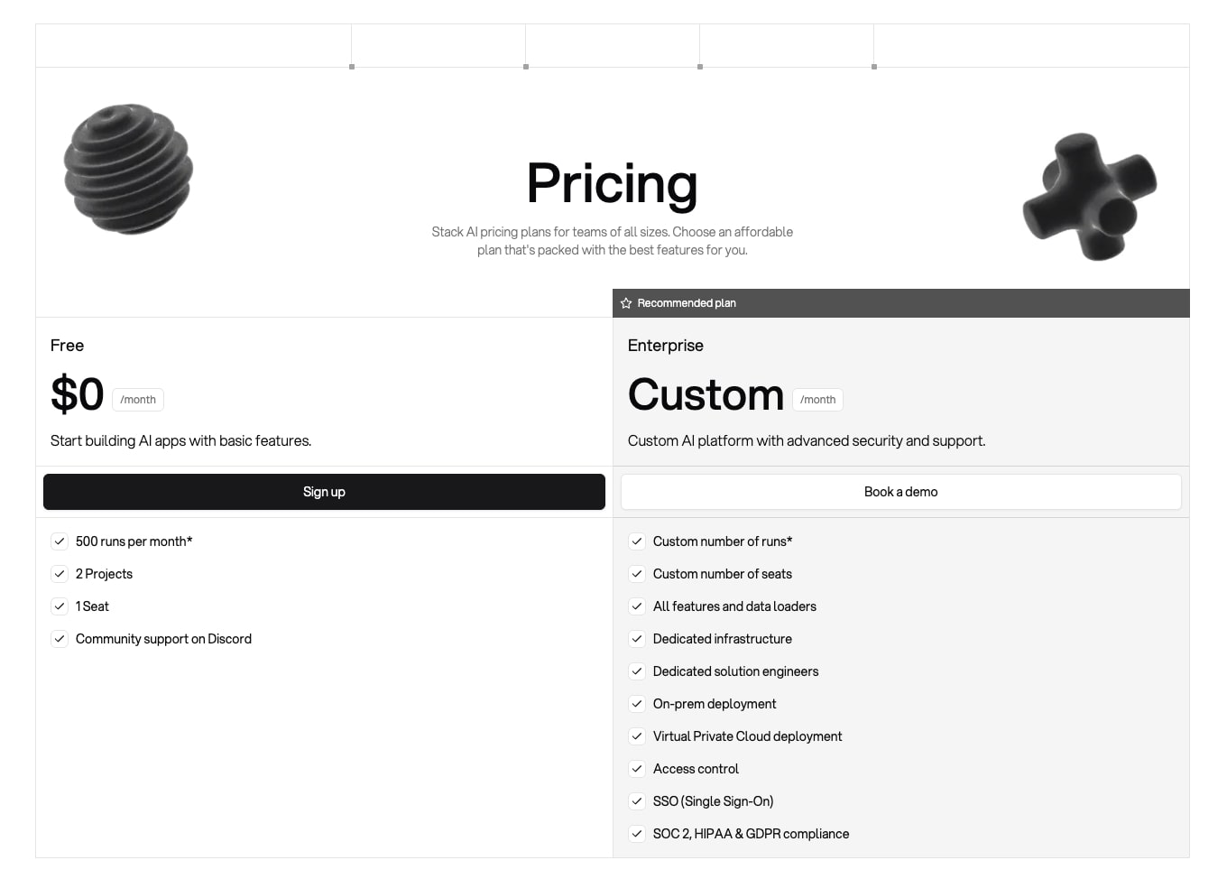Stack AI pricing