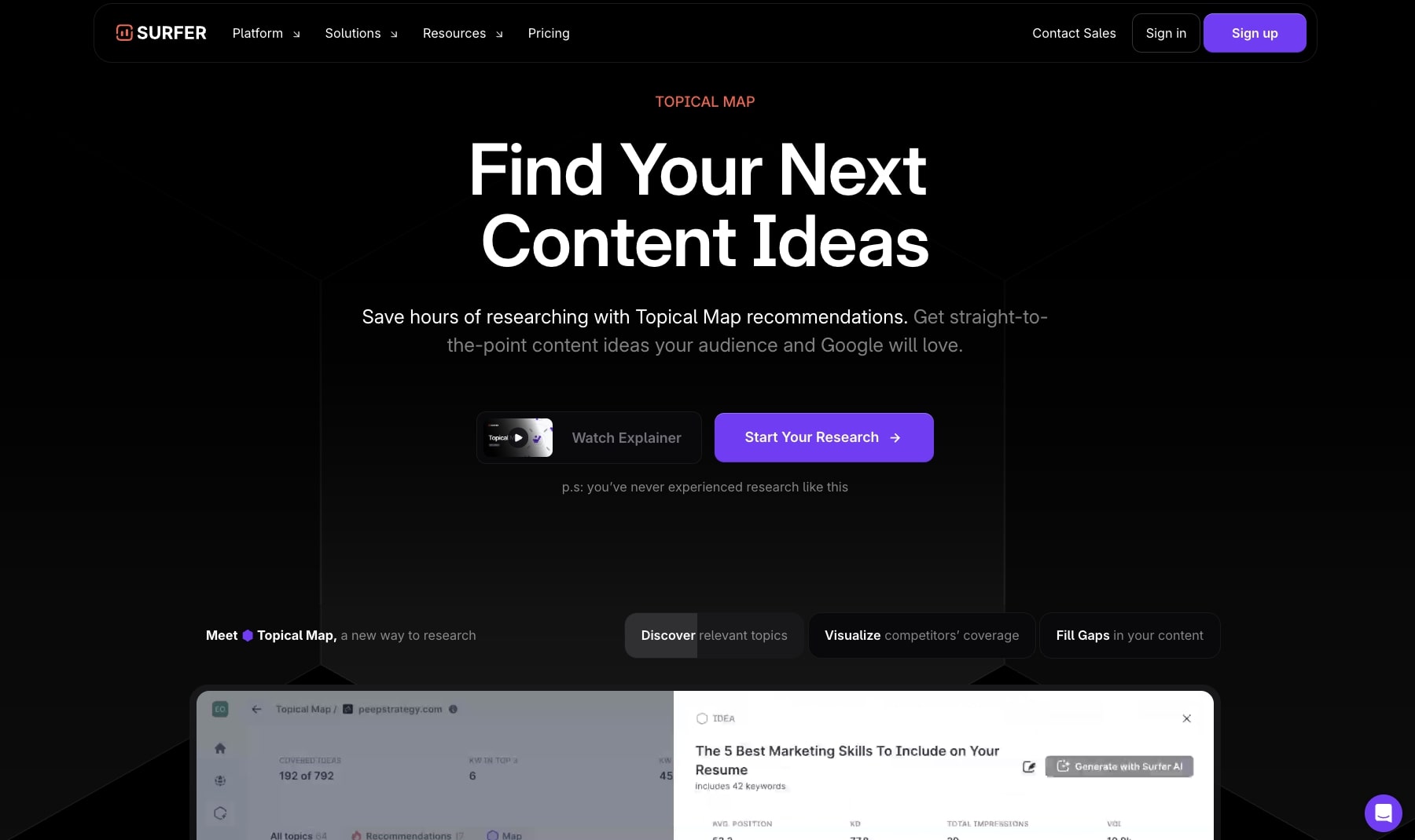 Surfer SEO platform