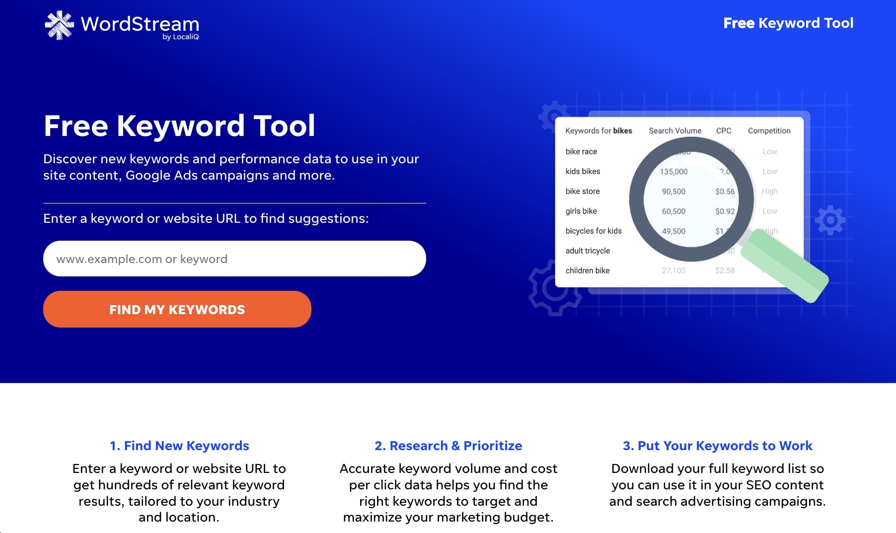 Free keyword research tool by Wordstream