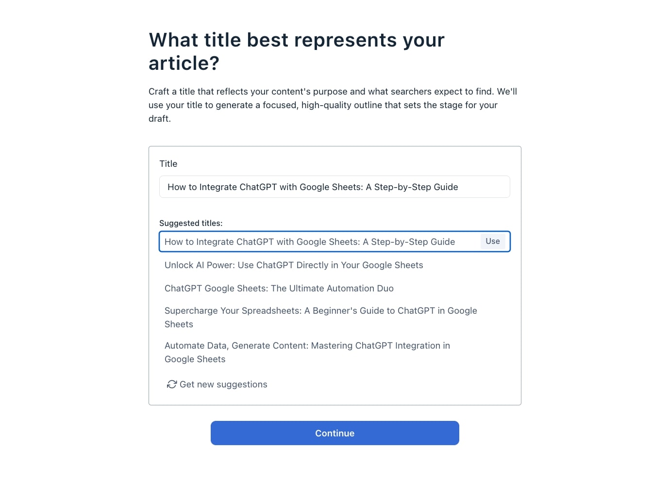 AI article title in Clearscope