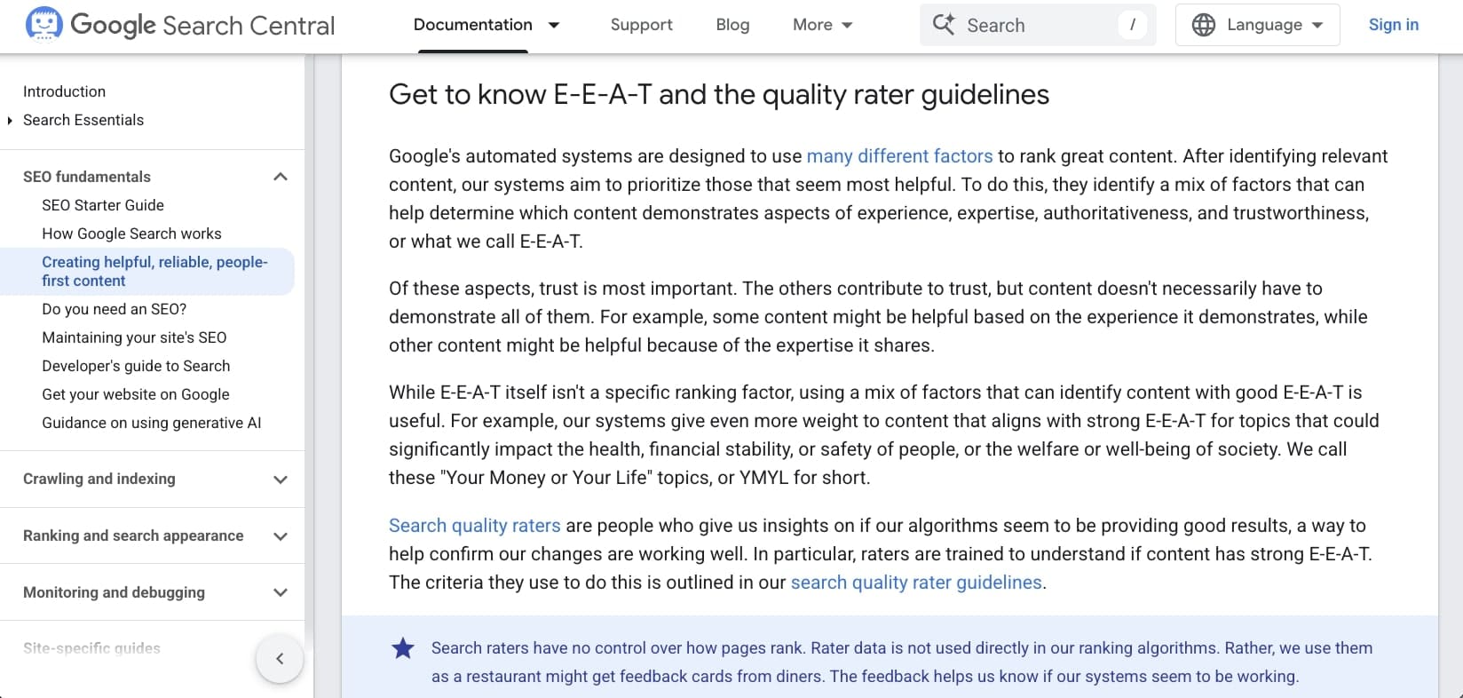 Google EEAT guidelines