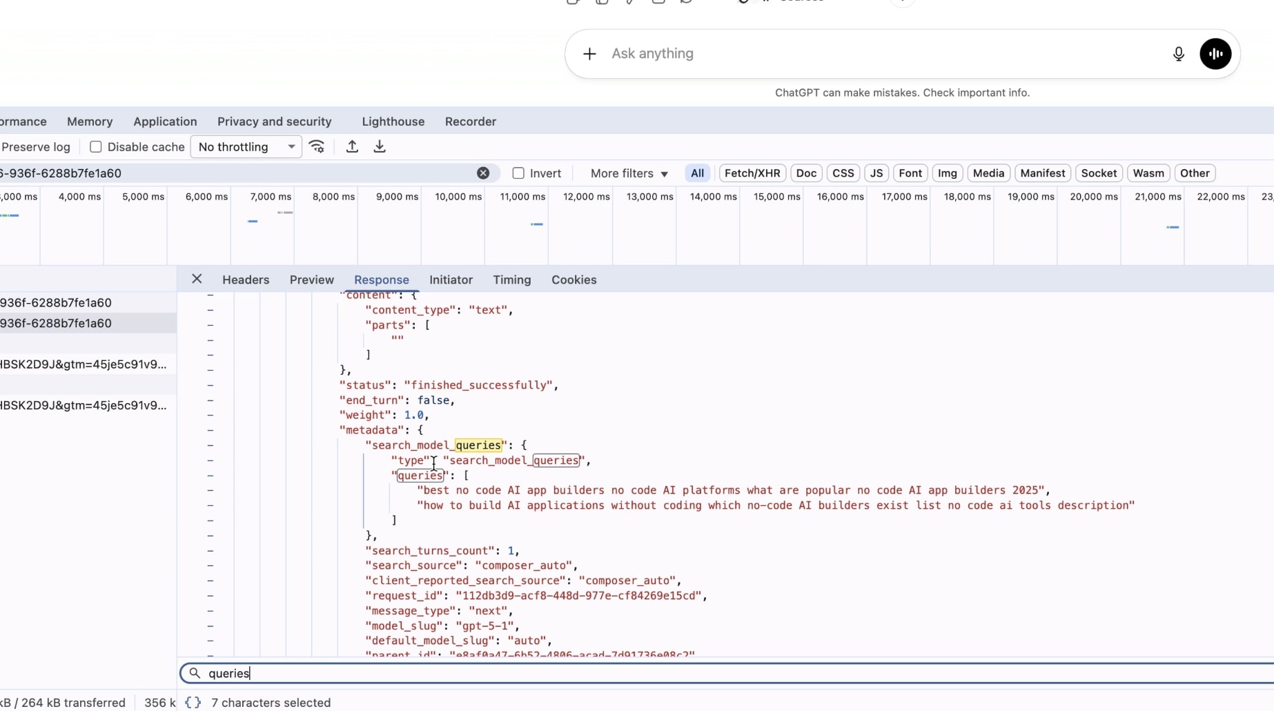 ChatGPT query fan out results