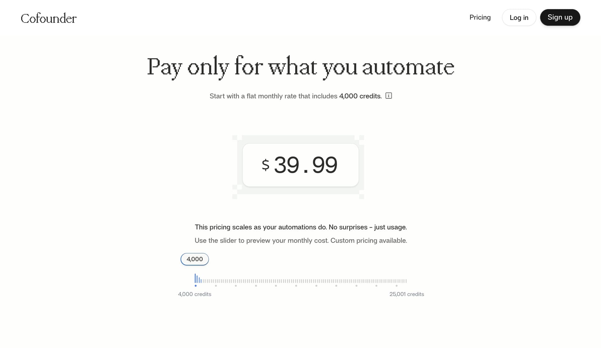 Cofounder pricing page