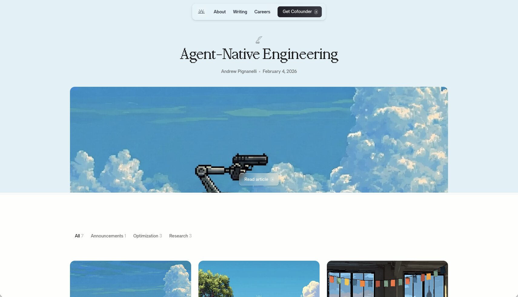 Cofounder blog on parent company website