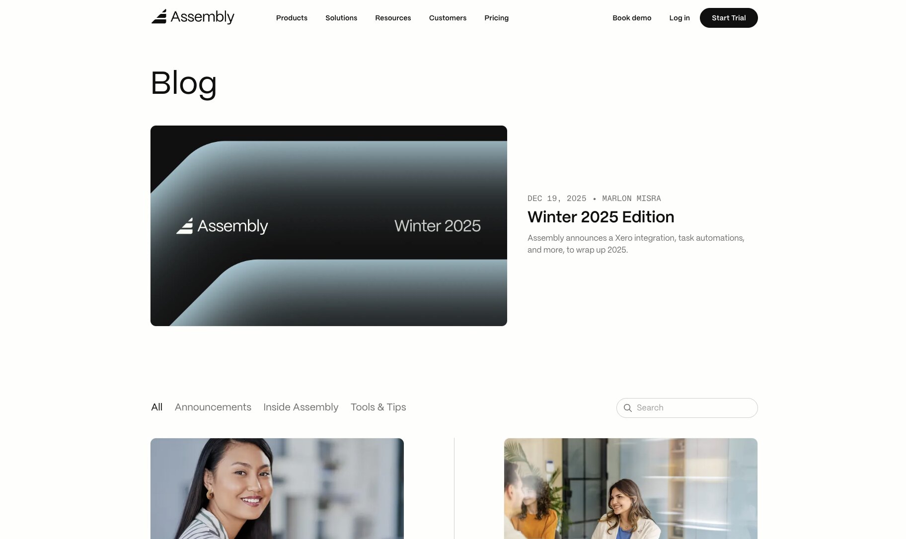 Assembly blog homepage