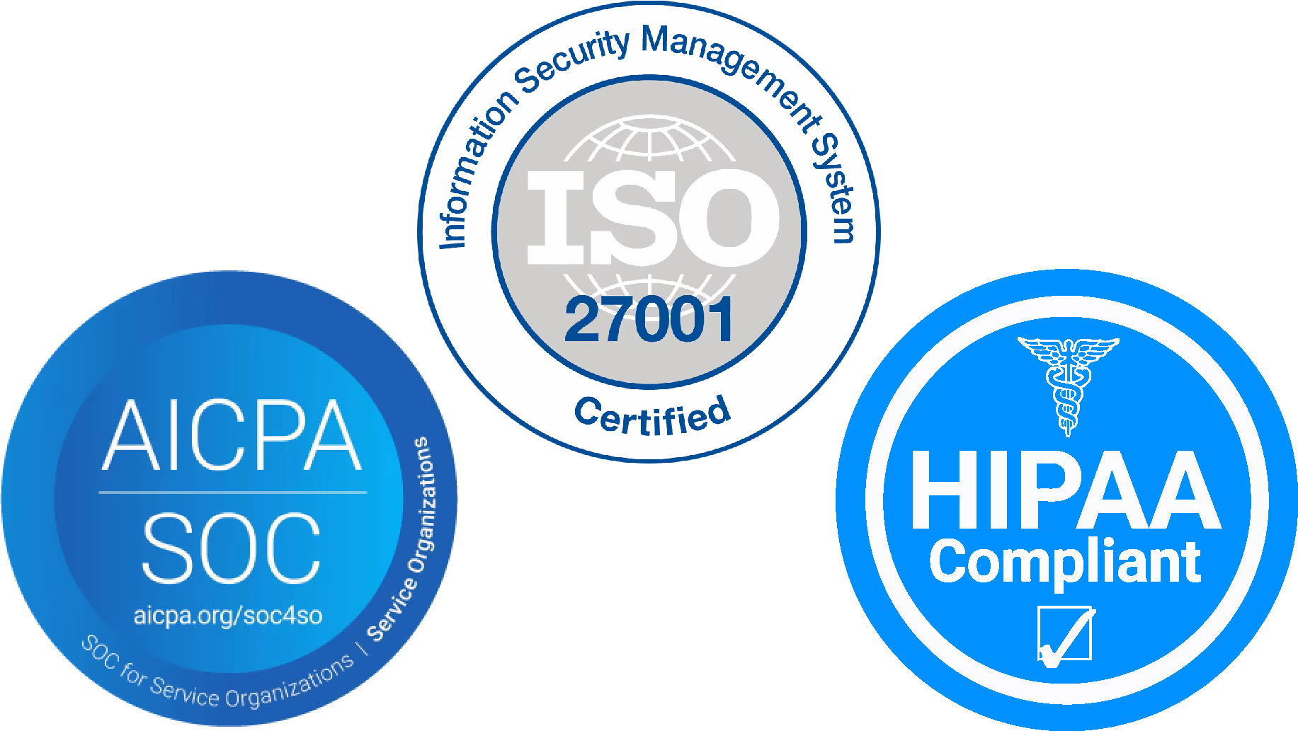 Invofox security compliance badges: SOC 2 Type II, ISO 27001, and HIPAA certified.