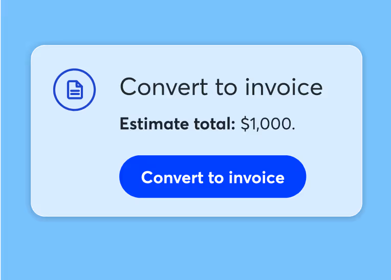 Convert to invoice screen, showing a Wave user converting a $1,000 estimate into an invoice.