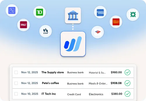 Bank connection screen in Wave, with logos of various banks.