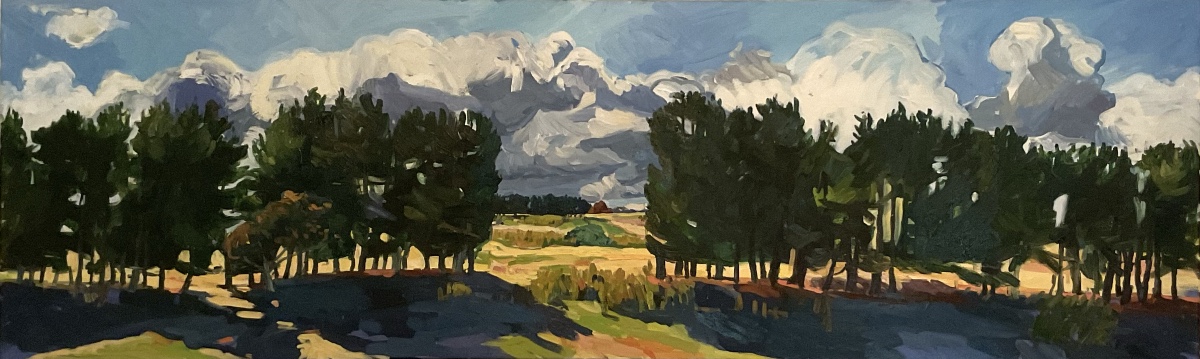 Pines, Looking towards Burnside, 2017, Oil on Canvas, 180 x 55 cm SOLD