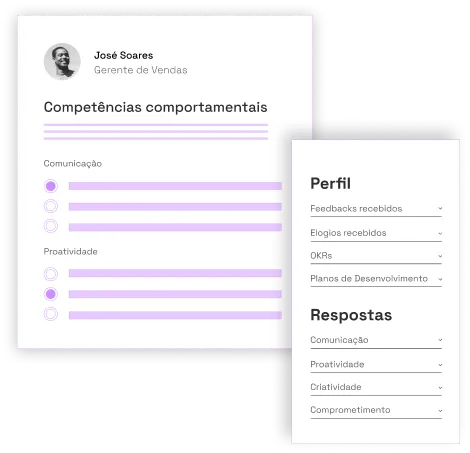 Módulo de avaliação que permite que todo o processo de avaliação seja feita de forma fácil e com embasamento, disponibilizando informações para uma melhor experiência de avaliação