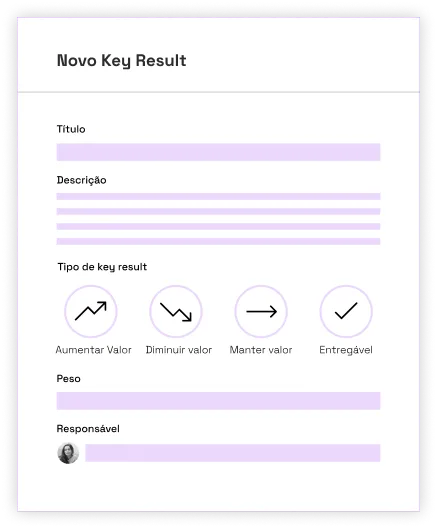 Tabela de criação de diferentes formatos de key results ou metas