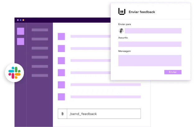 Imagem representativa da integração do Slack com a funcionalidade de Feedback da Qulture.Rocks