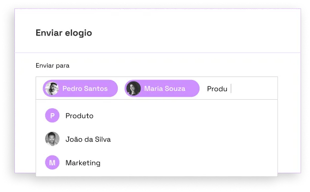 Mural de envio de elogios para todo o time ou área.