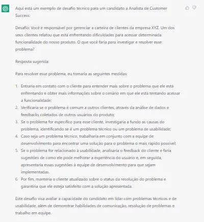 ChatGPT no RH: exemplo de comando para o ChatGPT com resultados que apoiam a área de RH.